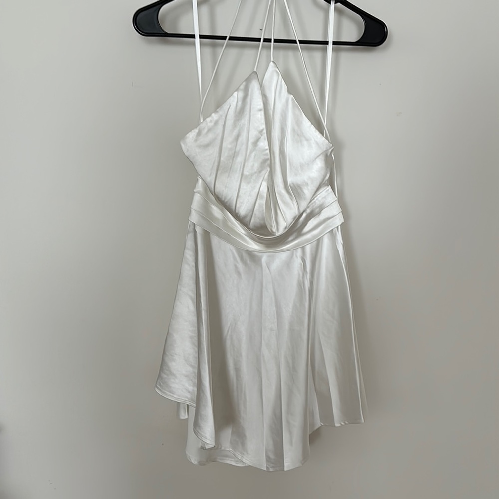 Selfie Leslie White Satin Mini Dress